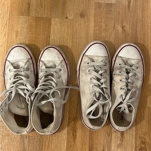 2 pairs of converses - 1 low top and 1 high top distressed
